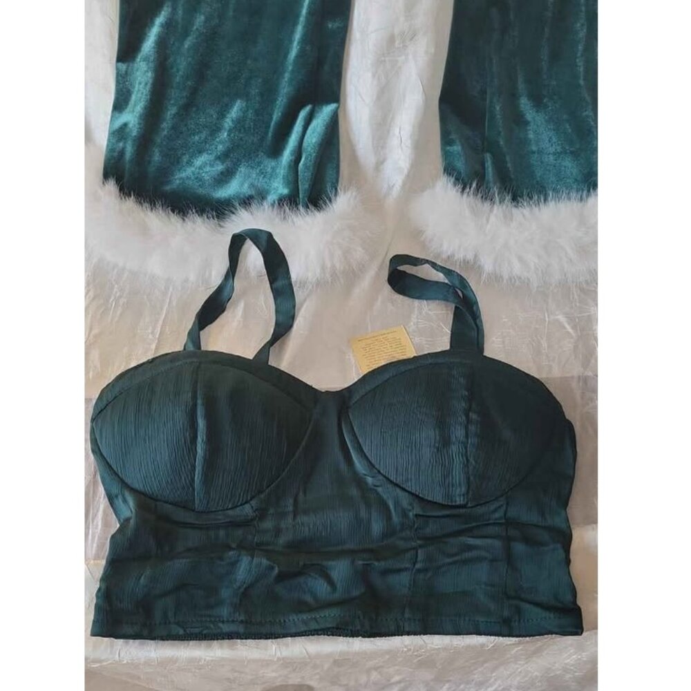 CHRISTMAS LOUNGE SET GREEN VELVET SZ M